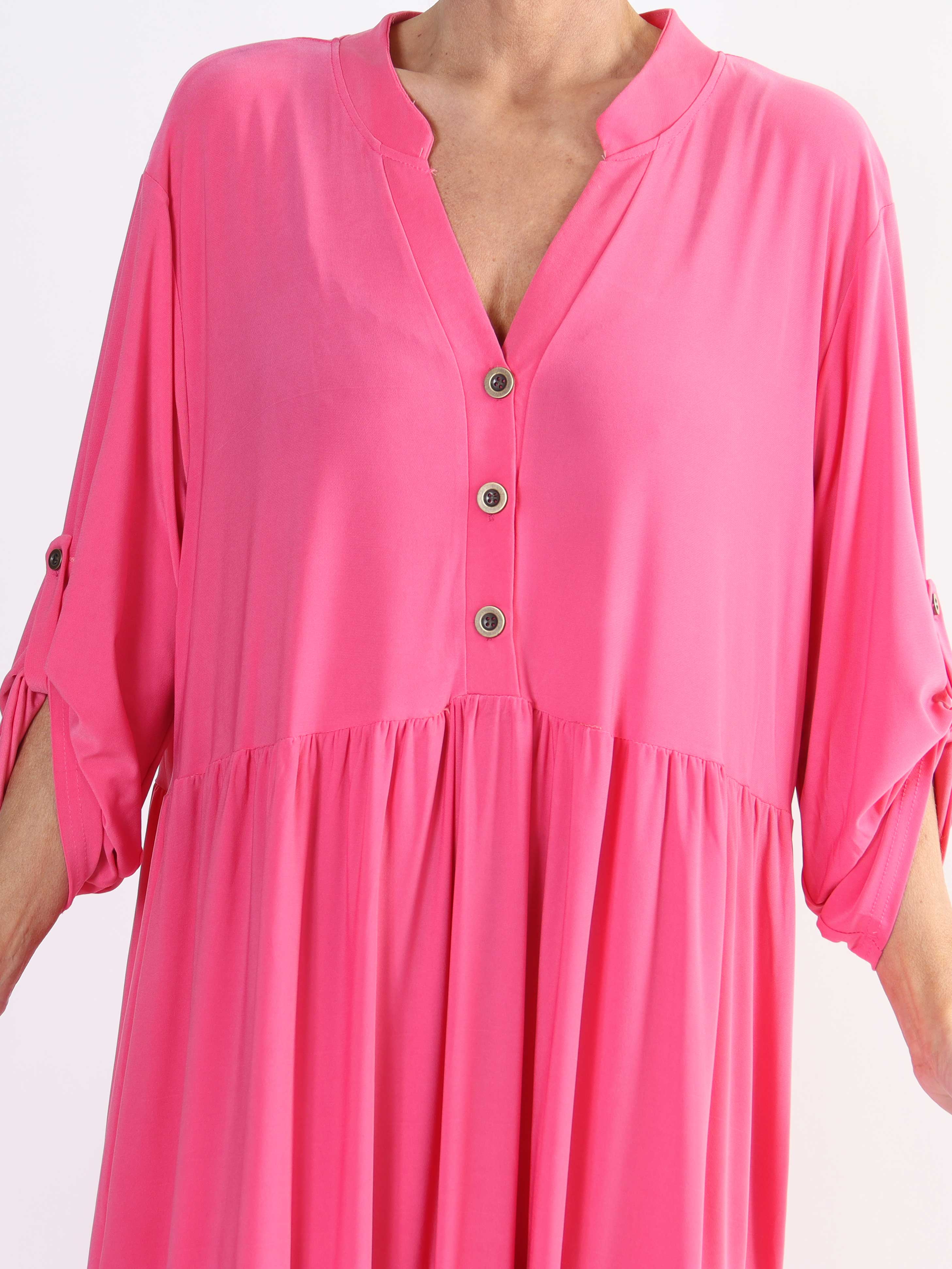 Milano Plain - Lång enfärgad plus size klänning med lager på lager look